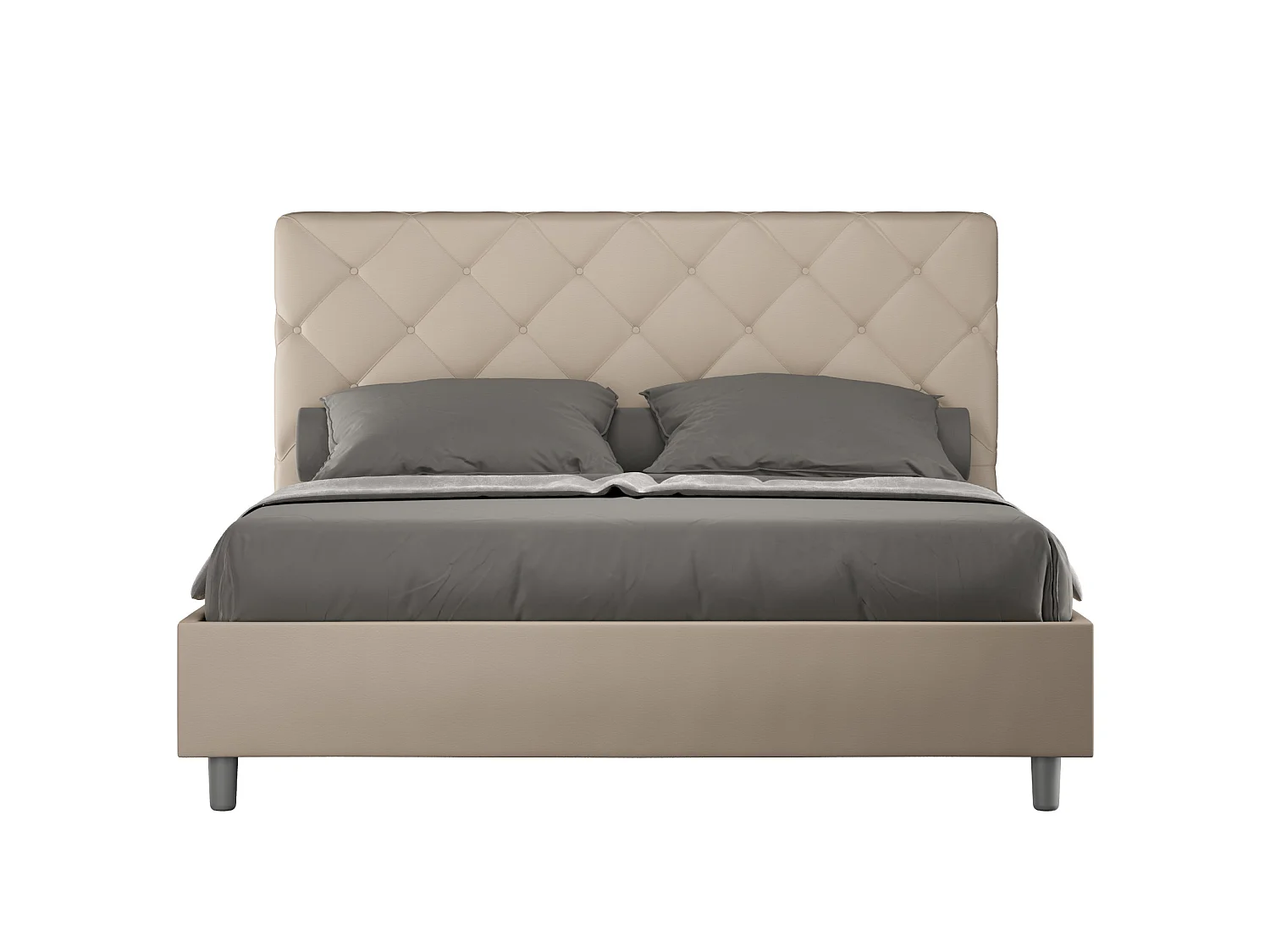 Lit sans sommier rembourré 160x200 similicuir taupe Priya