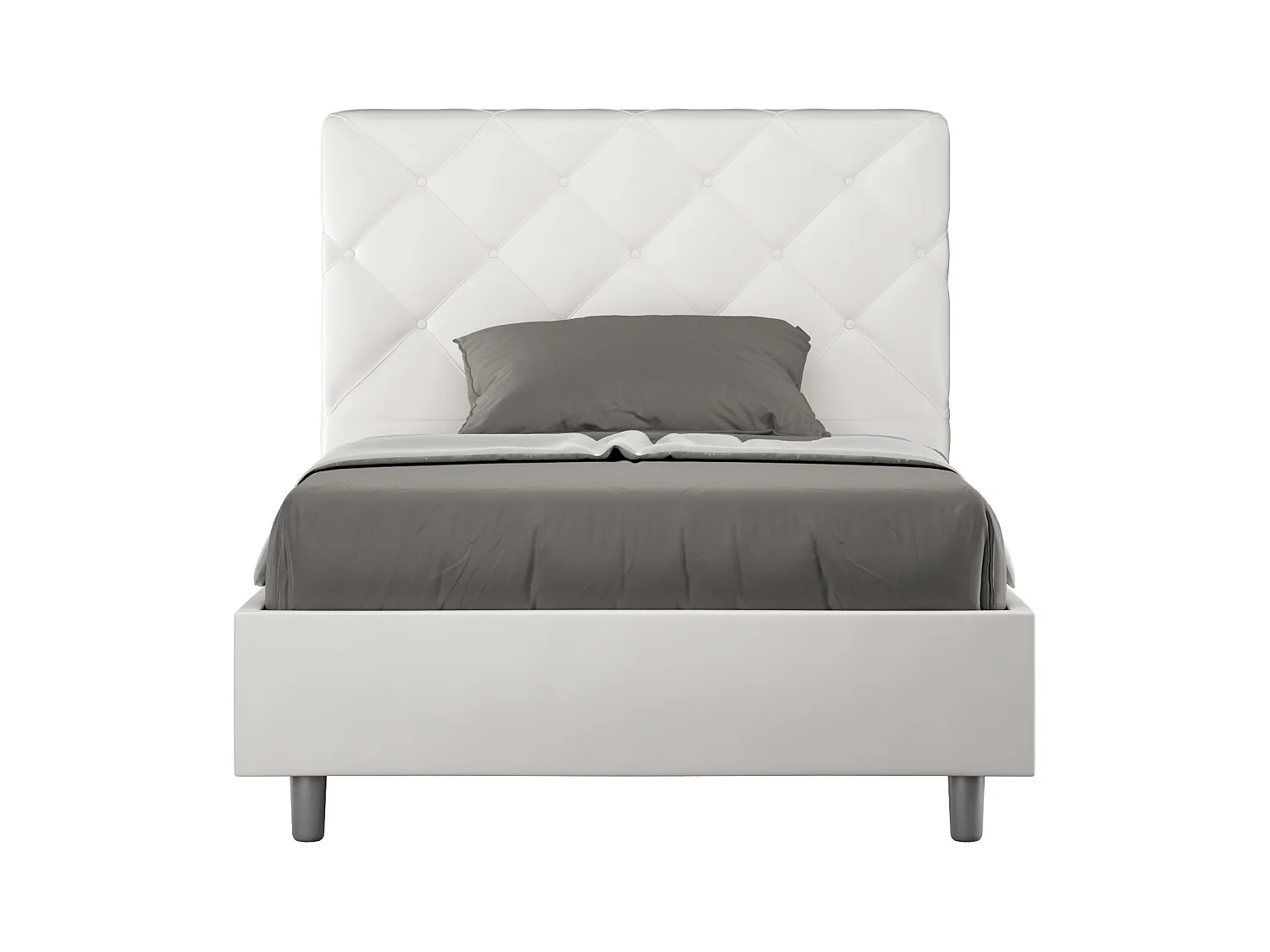 Lit sans sommier rembourré 140x190 similicuir blanc Priya