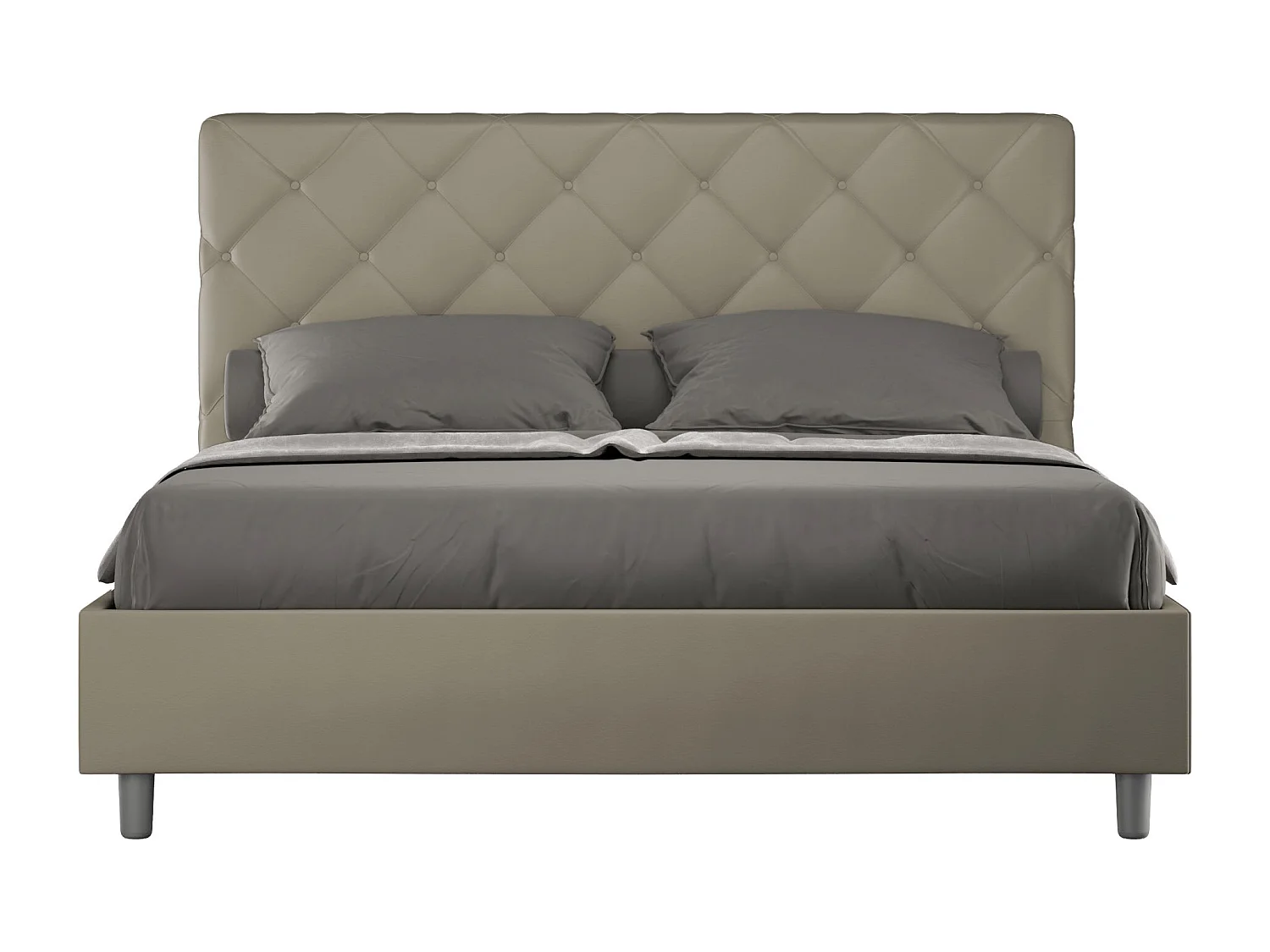 Lit sans sommier rembourré 160x200 similicuir cappuccino Priya