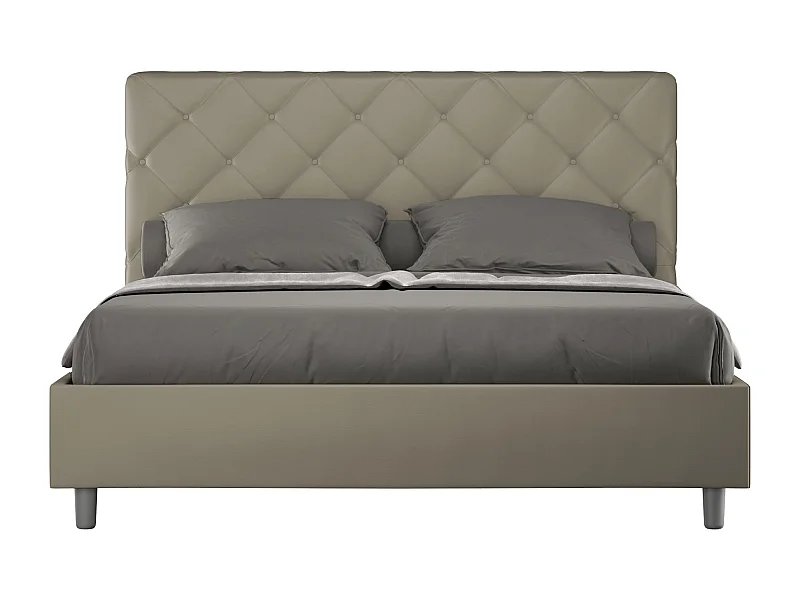 Lit sans sommier rembourré 160x200 similicuir cappuccino Priya