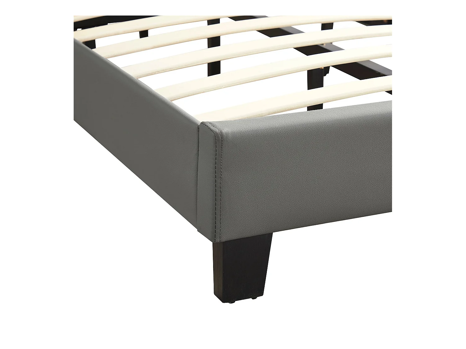 Lit 1 place HUDSON 90x190 cm avec sommier, lit simple pour enfant ou adulte, hauteur réglable, lit en synthétique gris