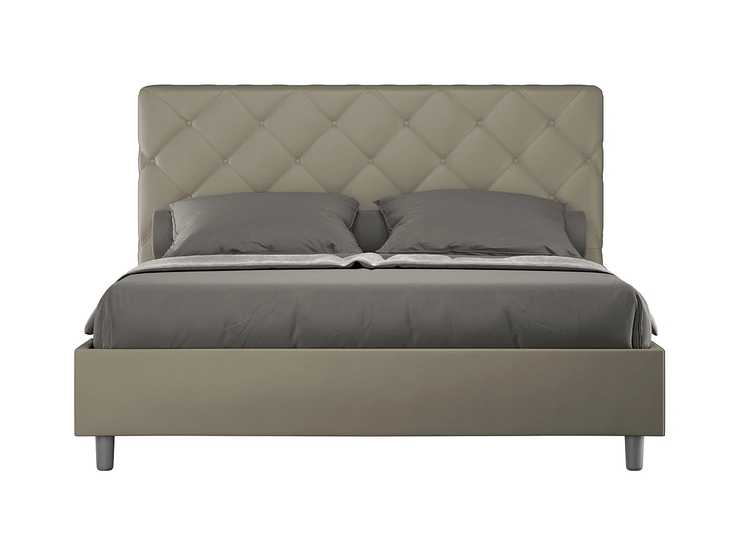 Lit sans sommier rembourré 160x210 similicuir cappuccino Priya