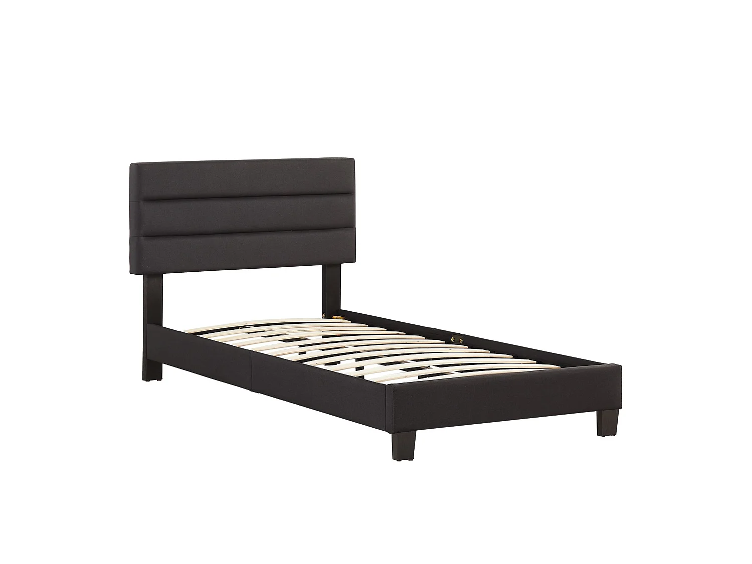 Lit 1 place FLORIDA 90x190 cm avec sommier, lit simple pour enfant ou adulte, hauteur réglable, lit en tissu noir