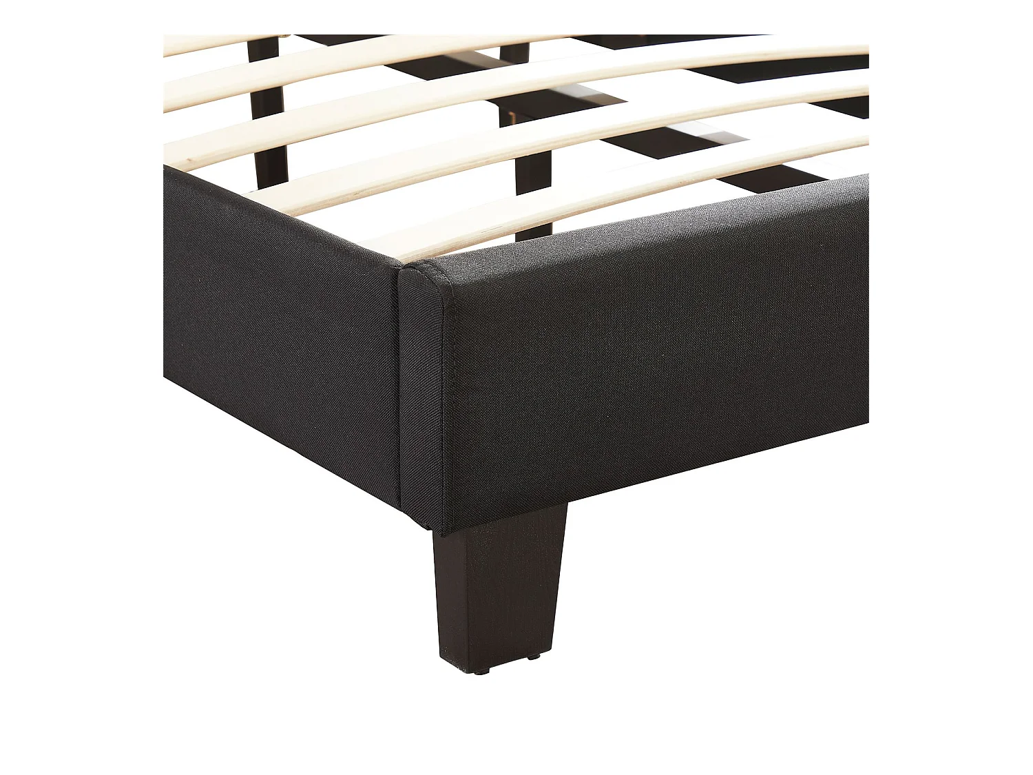 Lit 1 place FLORIDA 90x190 cm avec sommier, lit simple pour enfant ou adulte, hauteur réglable, lit en tissu noir