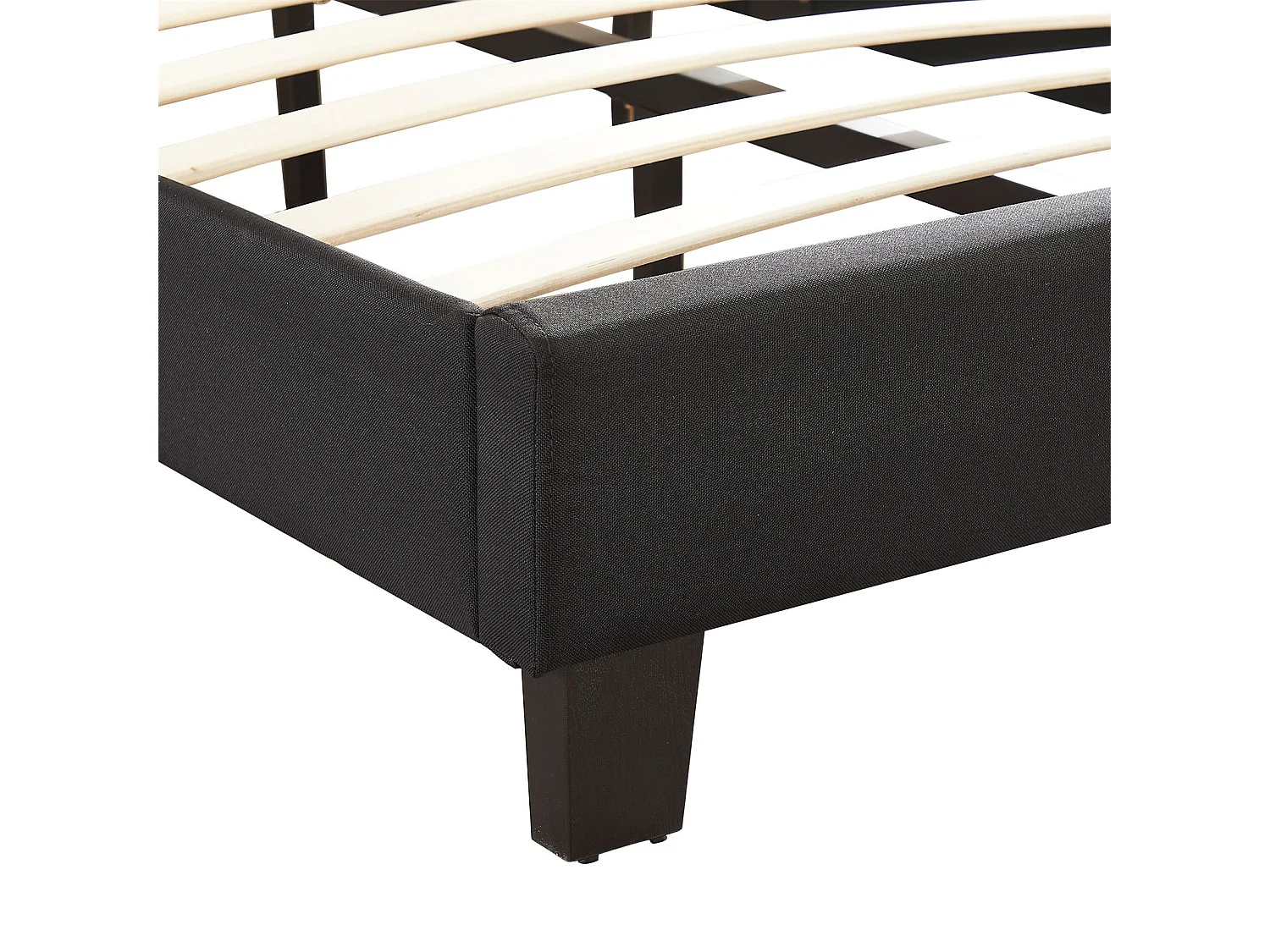 Lit 1 place FLORIDA 90x190 cm avec sommier, lit simple pour enfant ou adulte, hauteur réglable, lit en tissu noir