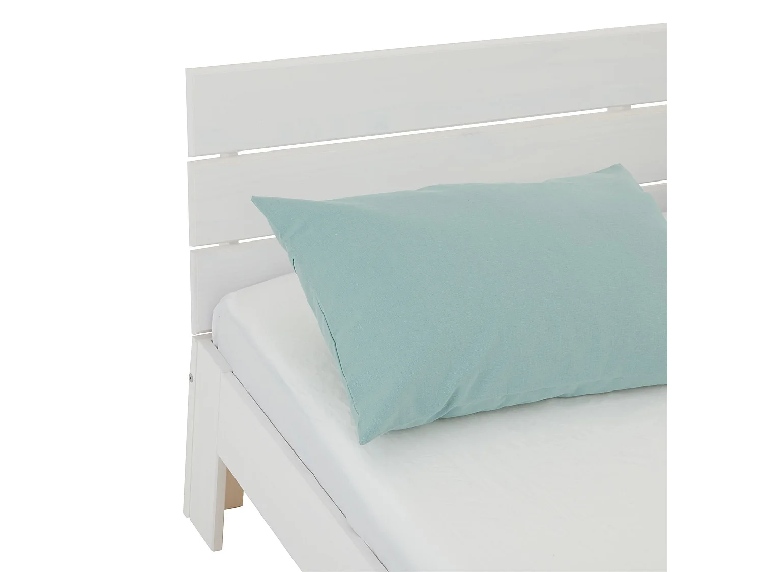 Lit double pour adulte THOMAS couchage 140 x 190 cm avec tête de lit, 2 places pour 2 personnes, en pin massif lasuré blanc