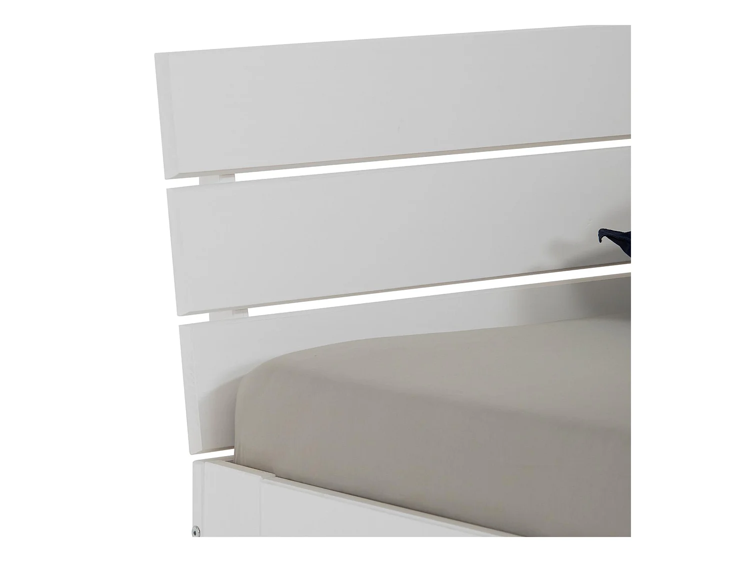 Lit double pour adulte THOMAS avec tête de lit, couchage 140 x 200 cm 2 places / 2 personnes, en pin massif lasuré blanc