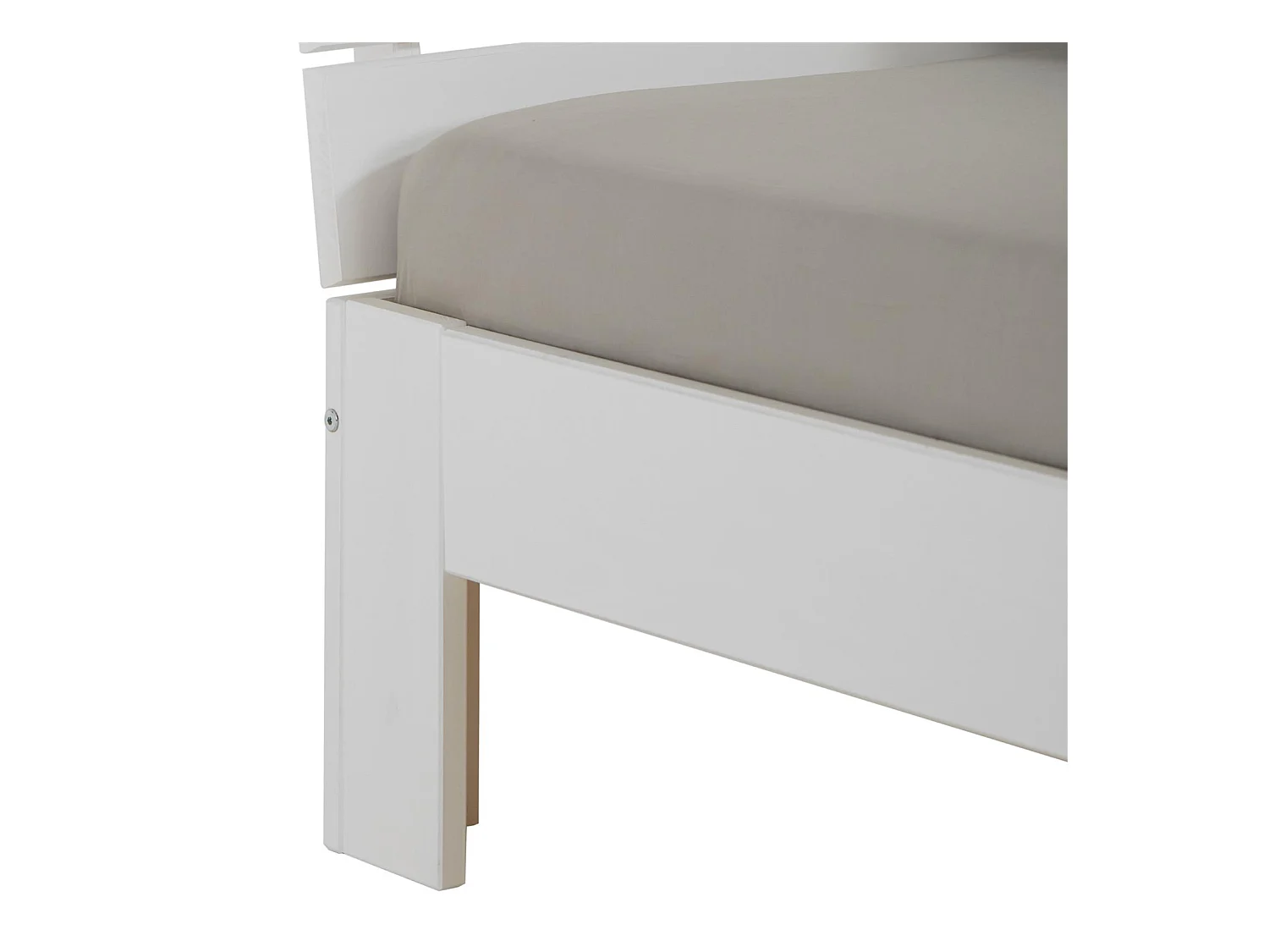 Lit double pour adulte THOMAS avec tête de lit, couchage 140 x 200 cm 2 places / 2 personnes, en pin massif lasuré blanc