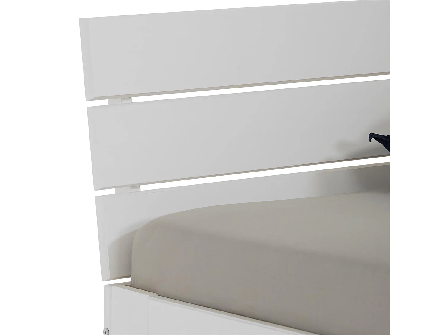 Lit double pour adulte THOMAS avec tête de lit, couchage 140 x 200 cm 2 places / 2 personnes, en pin massif lasuré blanc