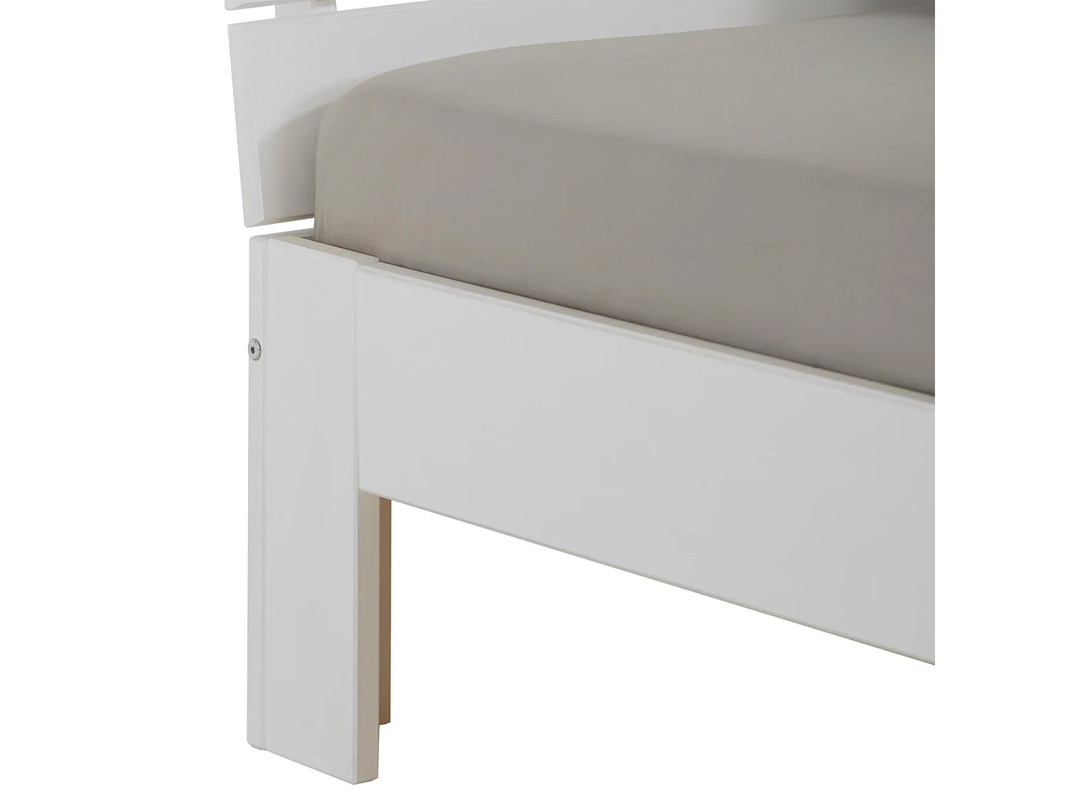 Lit double pour adulte THOMAS avec tête de lit, couchage 140 x 200 cm 2 places / 2 personnes, en pin massif lasuré blanc