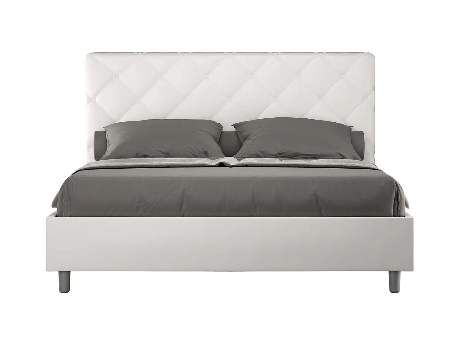Lit sans sommier rembourré 160x210 similicuir blanc Priya
