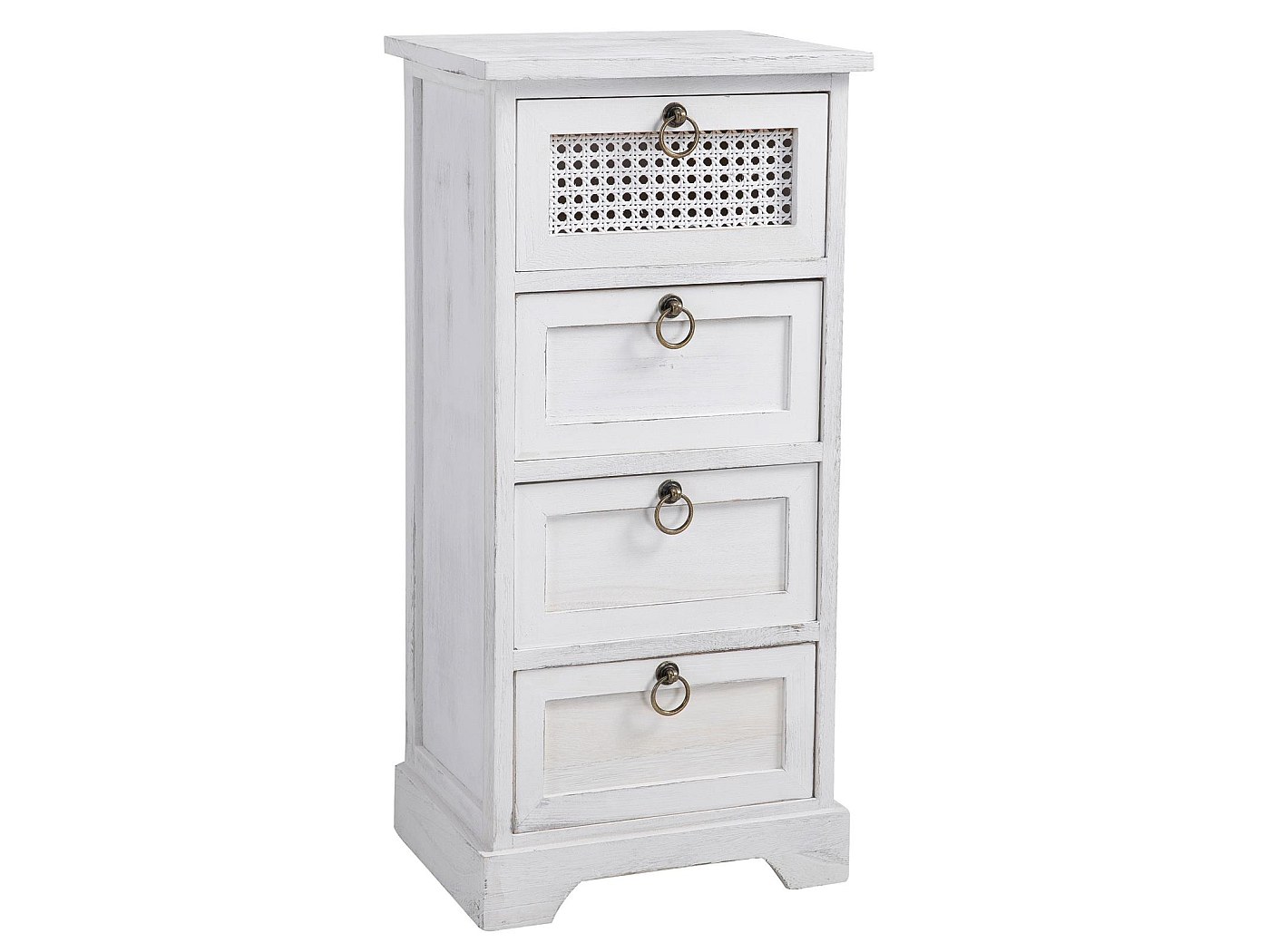 Commode PROVENCE rangement 1 tiroir et 3 paniers étagère en bois de paulownia style shabby chic