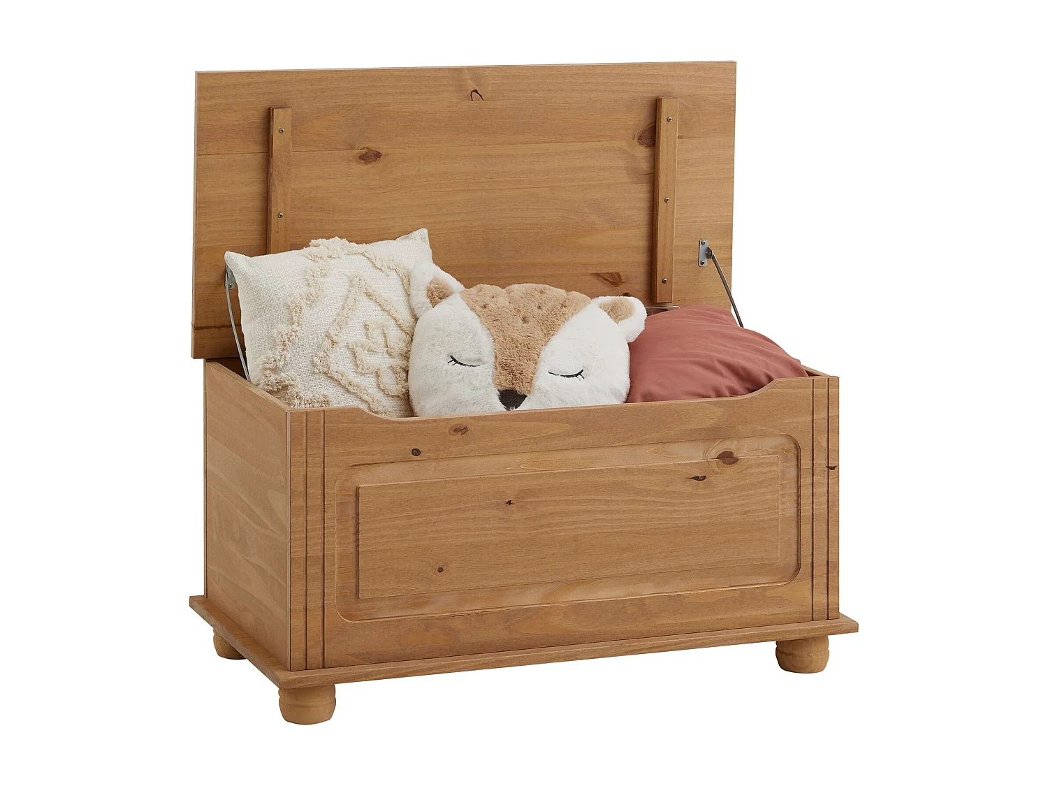 Coffre de rangement BRISTOL banc avec abattant en pin massif finition teintée cirée