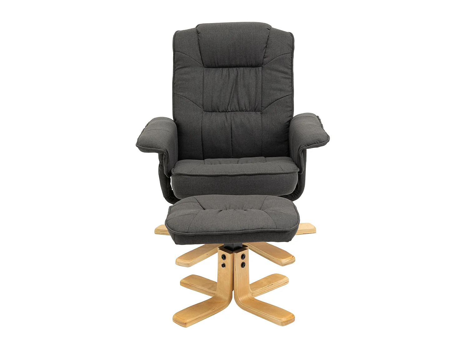 Fauteuil de relaxation CHARLY avec repose-pieds siège pivotant dossier inclinable assise rembourrée relax, en tissu gris anthracite