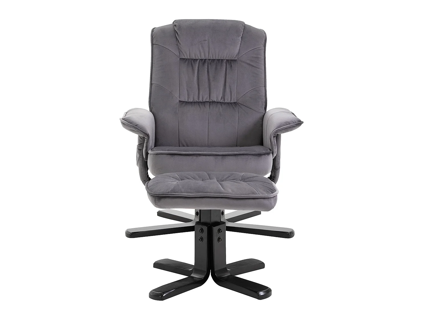 Fauteuil de relaxation CHARLES avec repose-pieds pouf siège pivotant dossier inclinable assise rembourrée relax, en velours gris