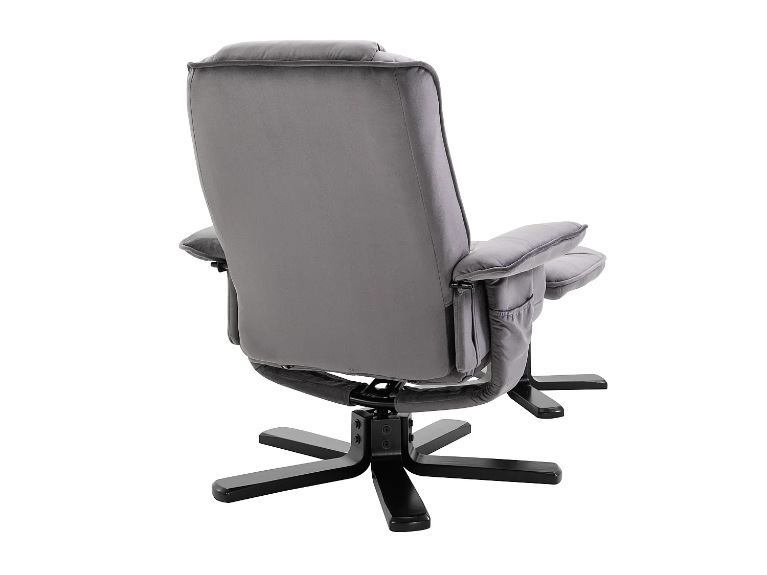 Fauteuil de relaxation CHARLES avec repose-pieds pouf siège pivotant dossier inclinable assise rembourrée relax, en velours gris