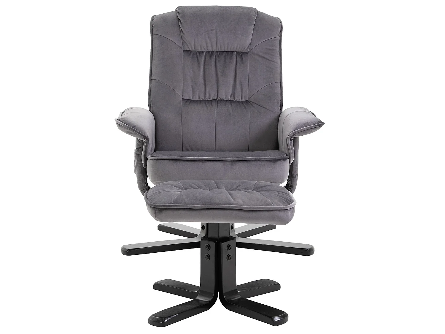 Fauteuil de relaxation CHARLES avec repose-pieds pouf siège pivotant dossier inclinable assise rembourrée relax, en velours gris