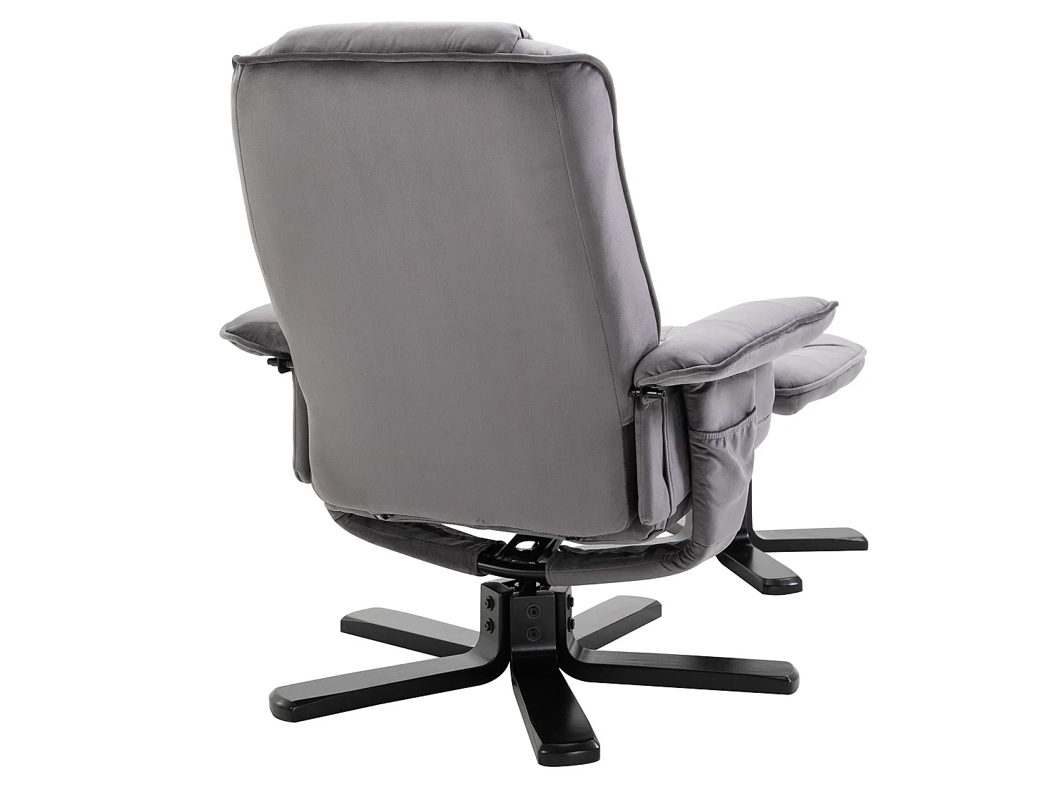Fauteuil de relaxation CHARLES avec repose-pieds pouf siège pivotant dossier inclinable assise rembourrée relax, en velours gris