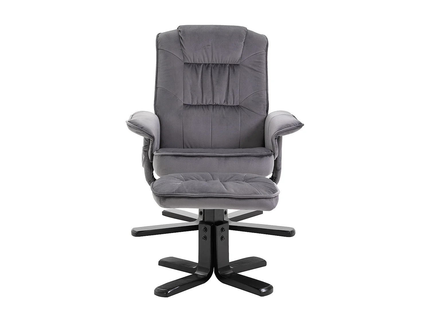 Fauteuil de relaxation CHARLES avec repose-pieds pouf siège pivotant dossier inclinable assise rembourrée relax, en velours gris