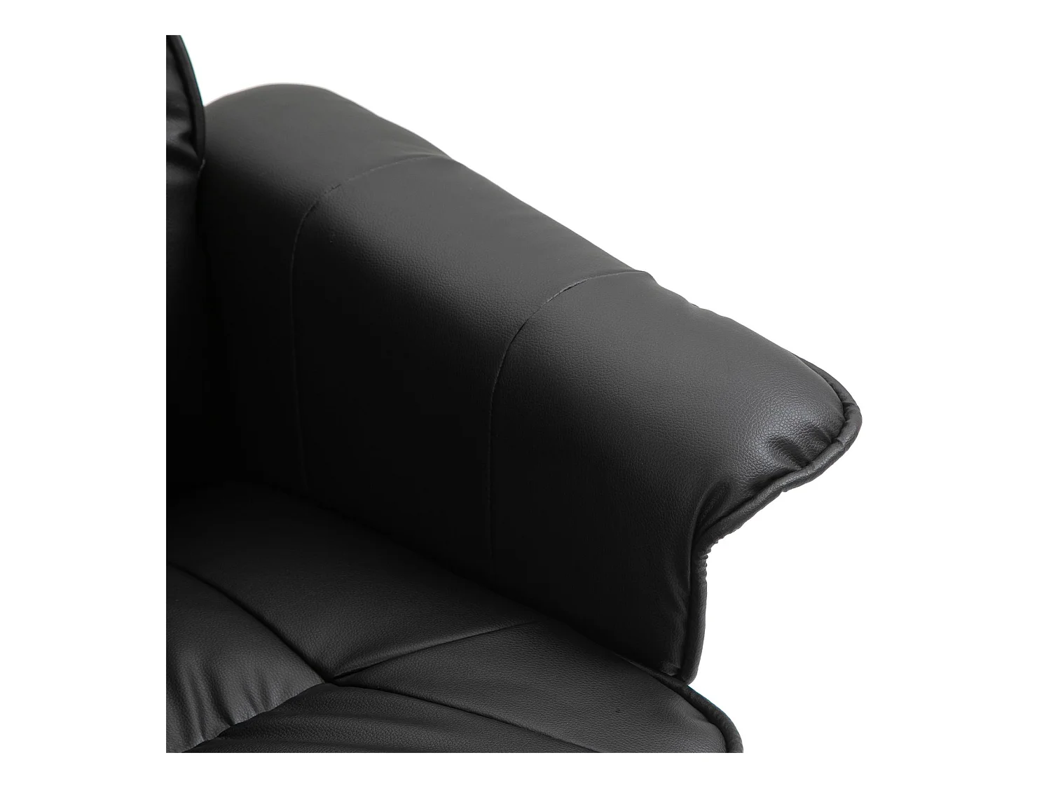 Fauteuil de relaxation CHARLY avec repose-pieds pouf siège pivotant dossier iinclinable en synthétique noir et pieds noir