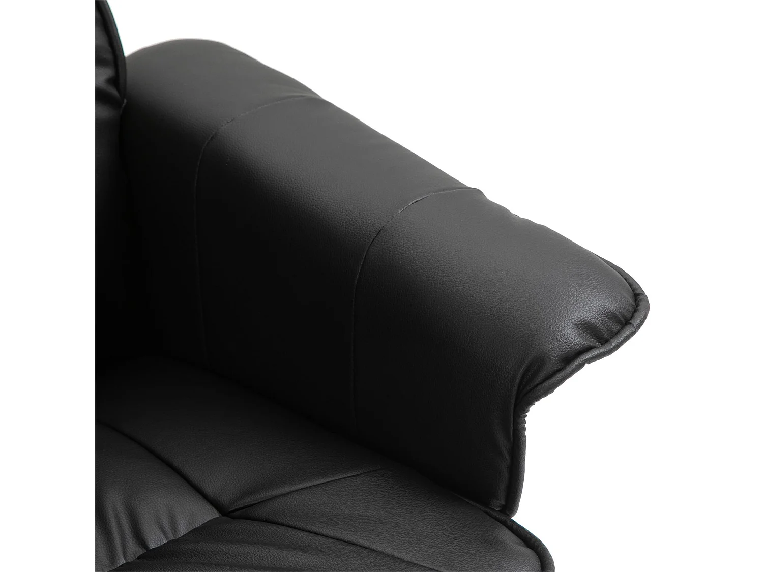 Fauteuil de relaxation CHARLY avec repose-pieds pouf siège pivotant dossier iinclinable en synthétique noir et pieds noir