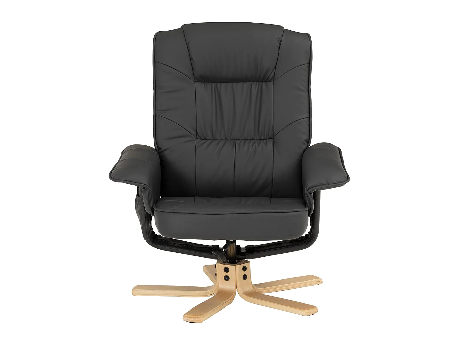 Fauteuil de relaxation CHARLY avec repose-pieds pouf siège pivotant dossier inclinable assise rembourrée relax, en synthétique gris