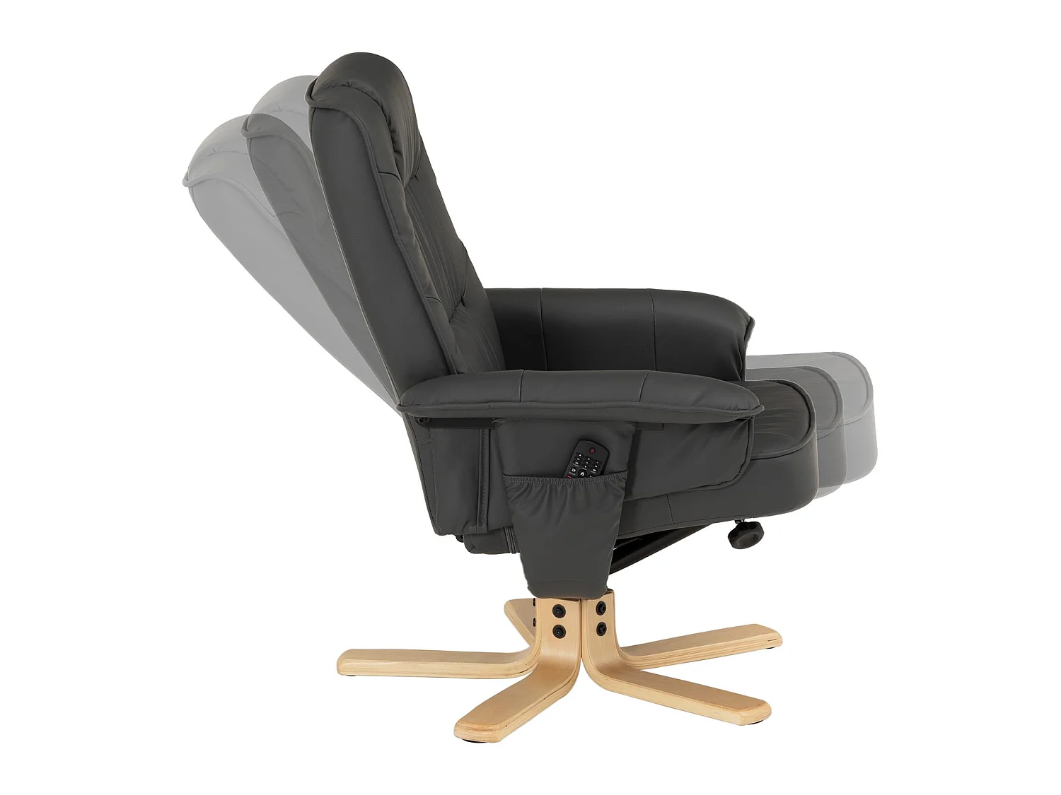 Fauteuil de relaxation CHARLY avec repose-pieds pouf siège pivotant dossier inclinable assise rembourrée relax, en synthétique gris