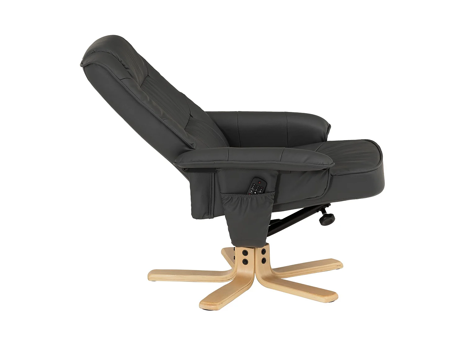 Fauteuil de relaxation CHARLY avec repose-pieds pouf siège pivotant dossier inclinable assise rembourrée relax, en synthétique gris