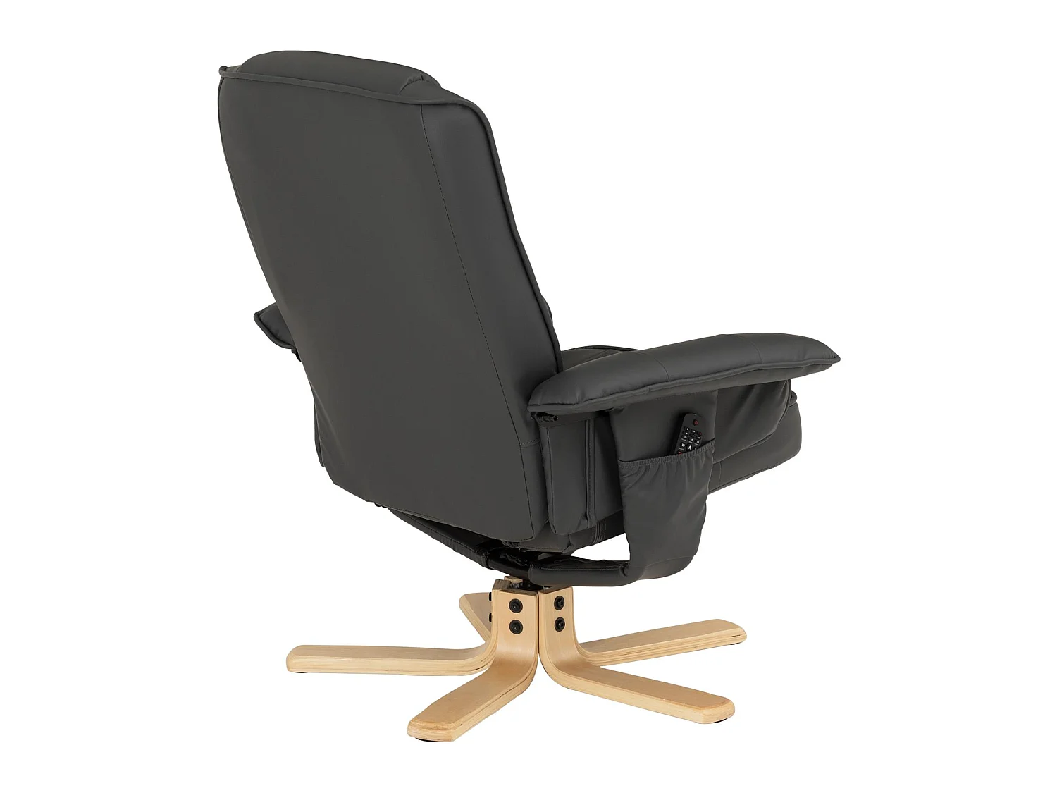 Fauteuil de relaxation CHARLY avec repose-pieds pouf siège pivotant dossier inclinable assise rembourrée relax, en synthétique gris