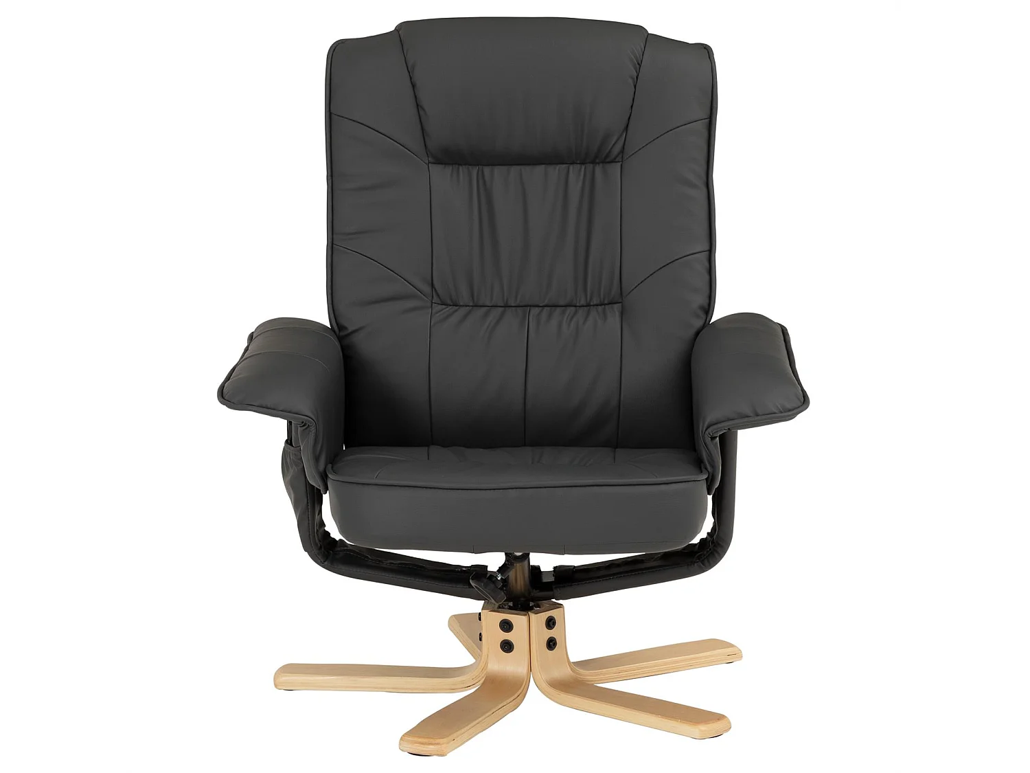 Fauteuil de relaxation CHARLY avec repose-pieds pouf siège pivotant dossier inclinable assise rembourrée relax, en synthétique gris