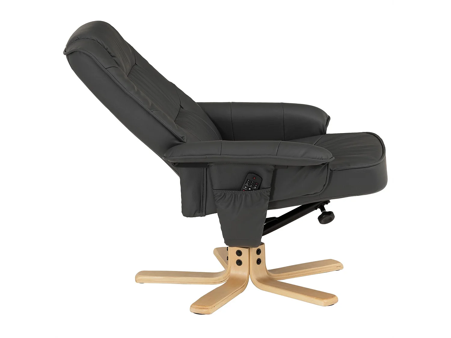 Fauteuil de relaxation CHARLY avec repose-pieds pouf siège pivotant dossier inclinable assise rembourrée relax, en synthétique gris