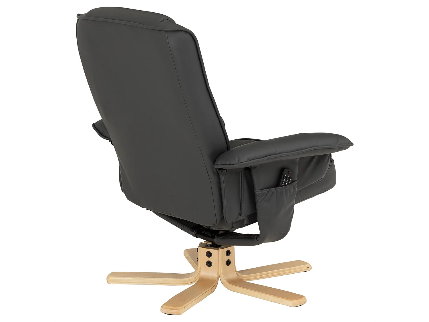 Fauteuil de relaxation CHARLY avec repose-pieds pouf siège pivotant dossier inclinable assise rembourrée relax, en synthétique gris