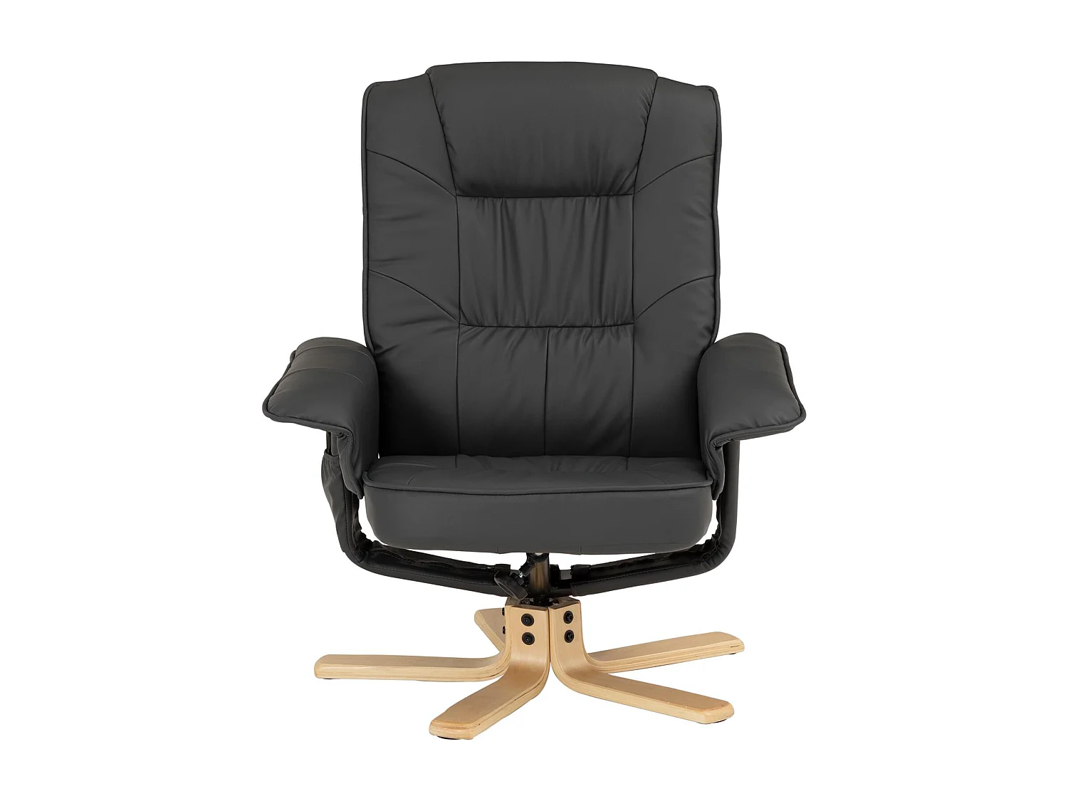 Fauteuil de relaxation CHARLY avec repose-pieds pouf siège pivotant dossier inclinable assise rembourrée relax, en synthétique gris