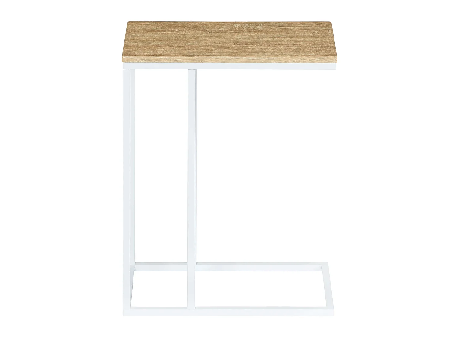 Bout de canapé DEBORA table d'appoint table à café table basse de salon cadre en métal blanc plateau en MDF décor chêne sonoma