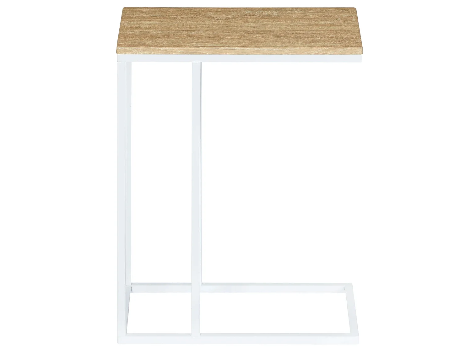 Bout de canapé DEBORA table d'appoint table à café table basse de salon cadre en métal blanc plateau en MDF décor chêne sonoma