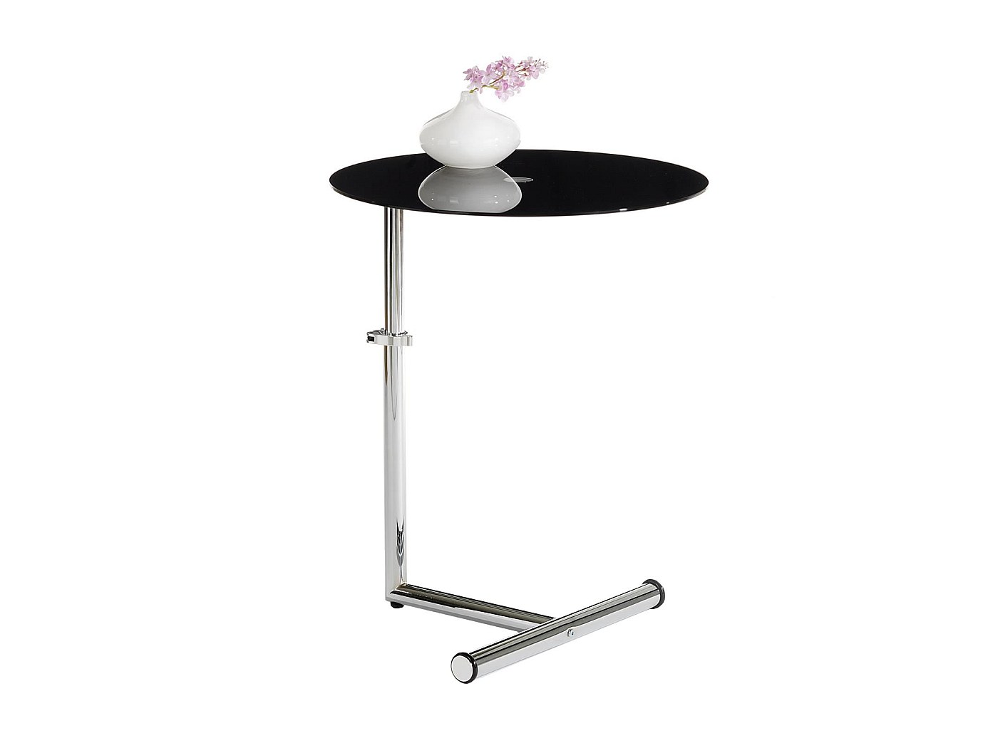Table D'appoint Réglable Avec Roulettes - Table De Salon, Canapé, Bureau, Hauteur Ajustable 63-95 Cm, Noir