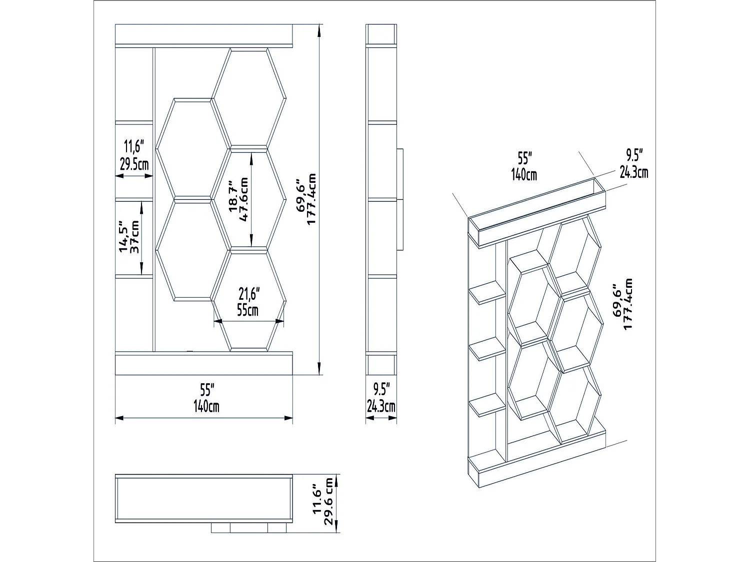 Étagère Pour Livres 100%  Panneaux De Particules Couleur Blanc Chêne 140x29,6x177,4