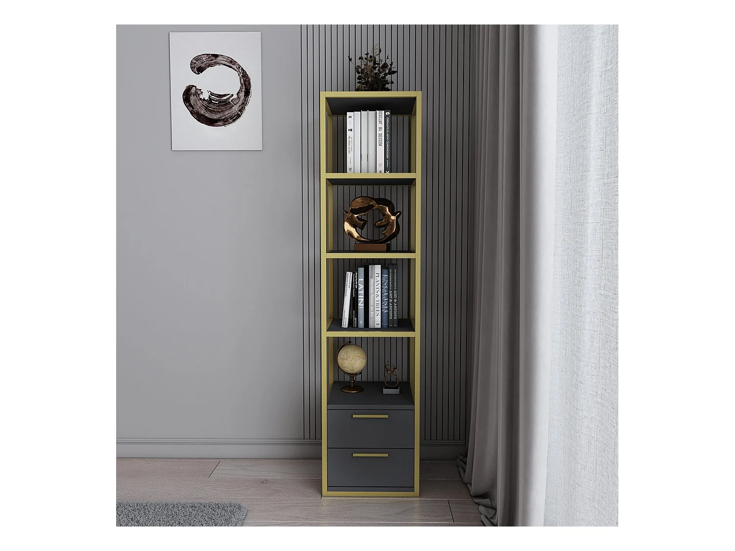 Étagère Pour Livres 100%  Panneaux De Particules Couleur Oro Anthracite 39x39x160