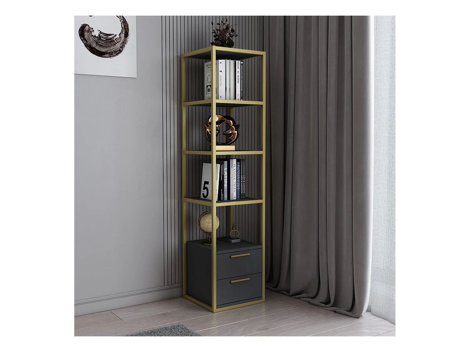 Étagère Pour Livres 100%  Panneaux De Particules Couleur Oro Anthracite 39x39x160
