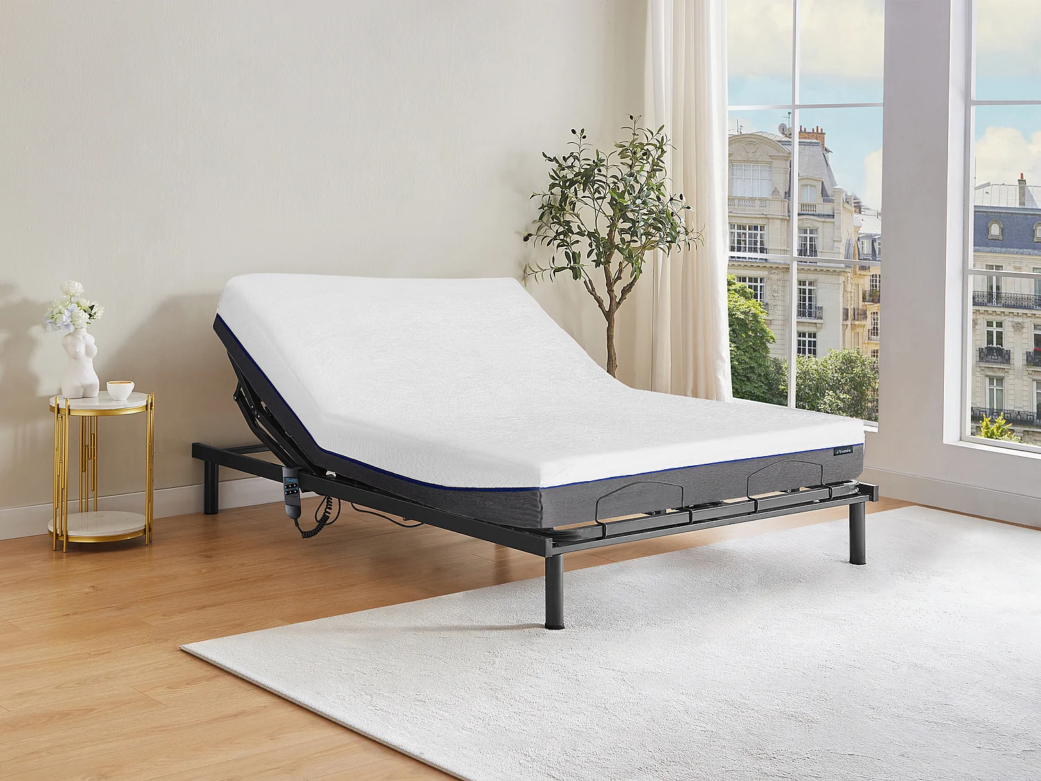 Lit électrique de relaxation lattes + matelas mémoire de forme - 140 x 200 cm - JIMBARAN II de YSMÉE