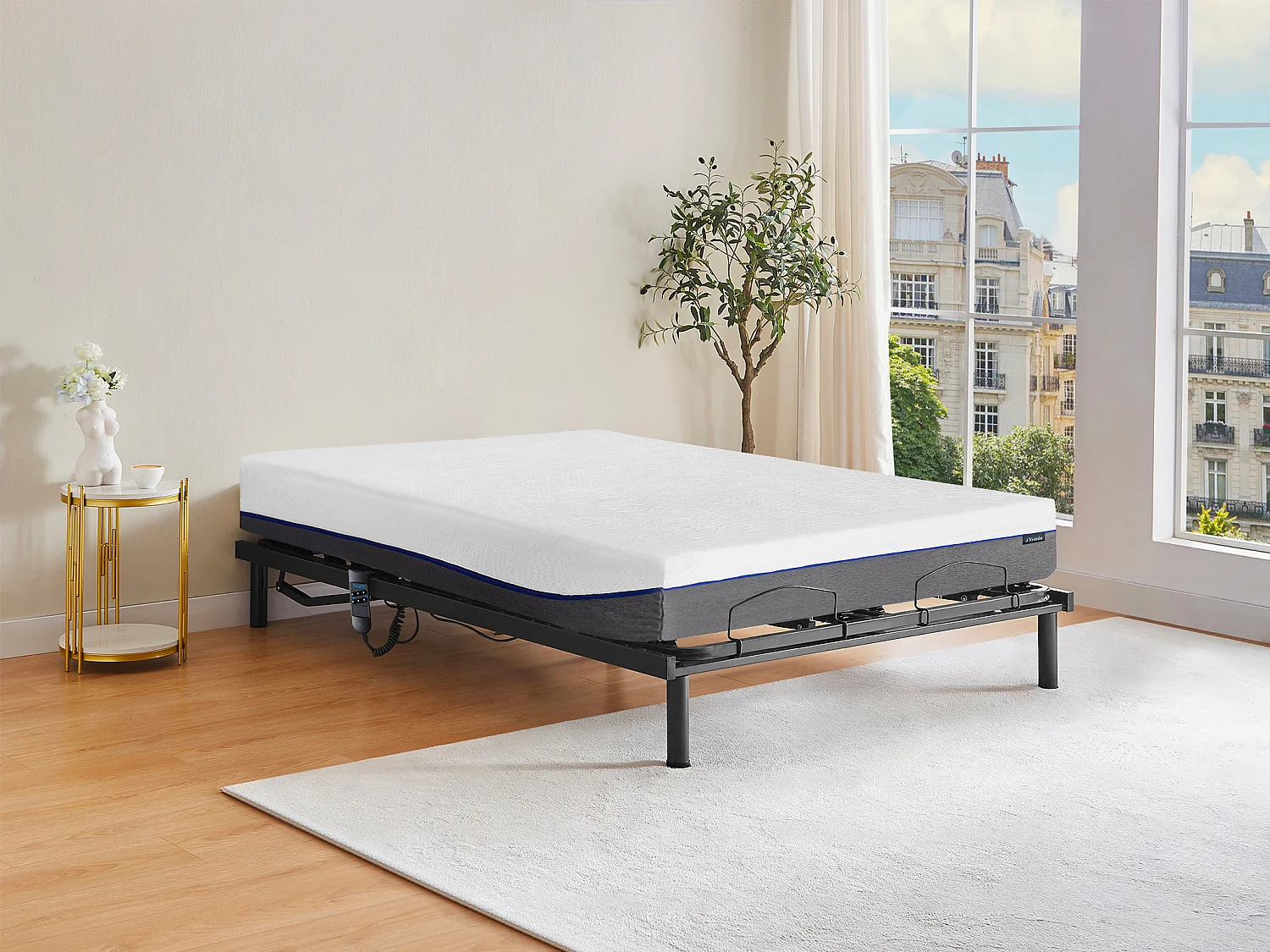 Lit électrique de relaxation lattes + matelas mémoire de forme - 140 x 200 cm - JIMBARAN II de YSMÉE