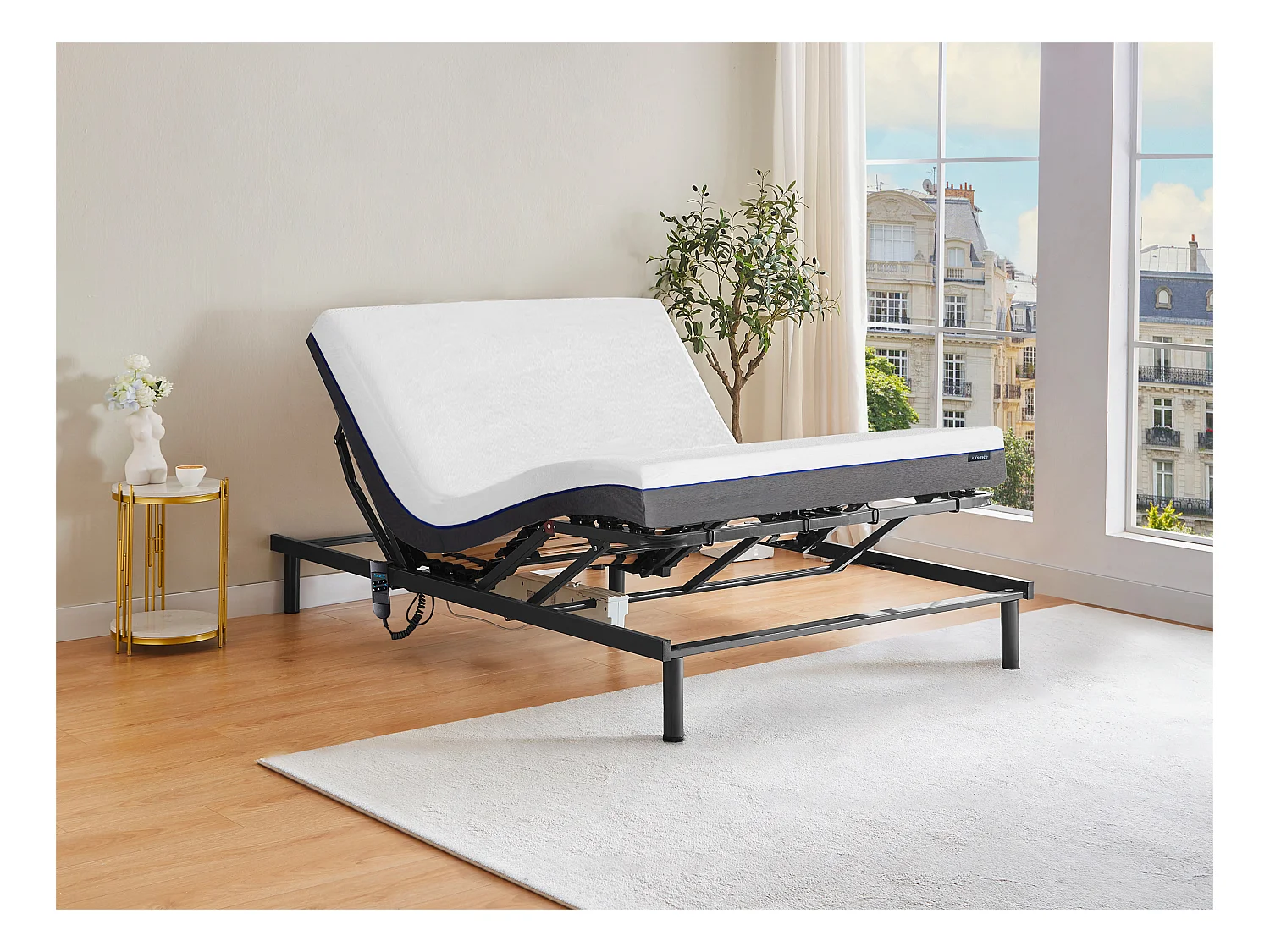 Lit électrique de relaxation lattes + matelas mémoire de forme - 140 x 200 cm - JIMBARAN II de YSMÉE