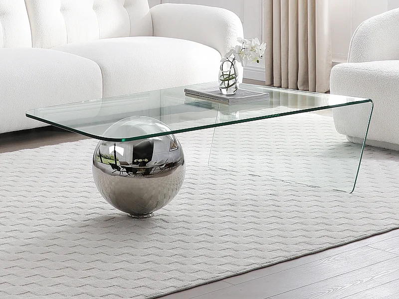 Table basse MUNDO - Verre trempé et acier