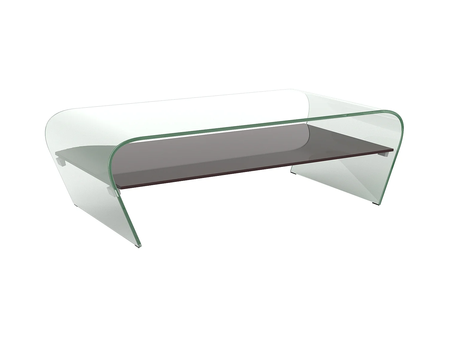 Table basse - Verre trempé - Tablette noire laquée - KELLY