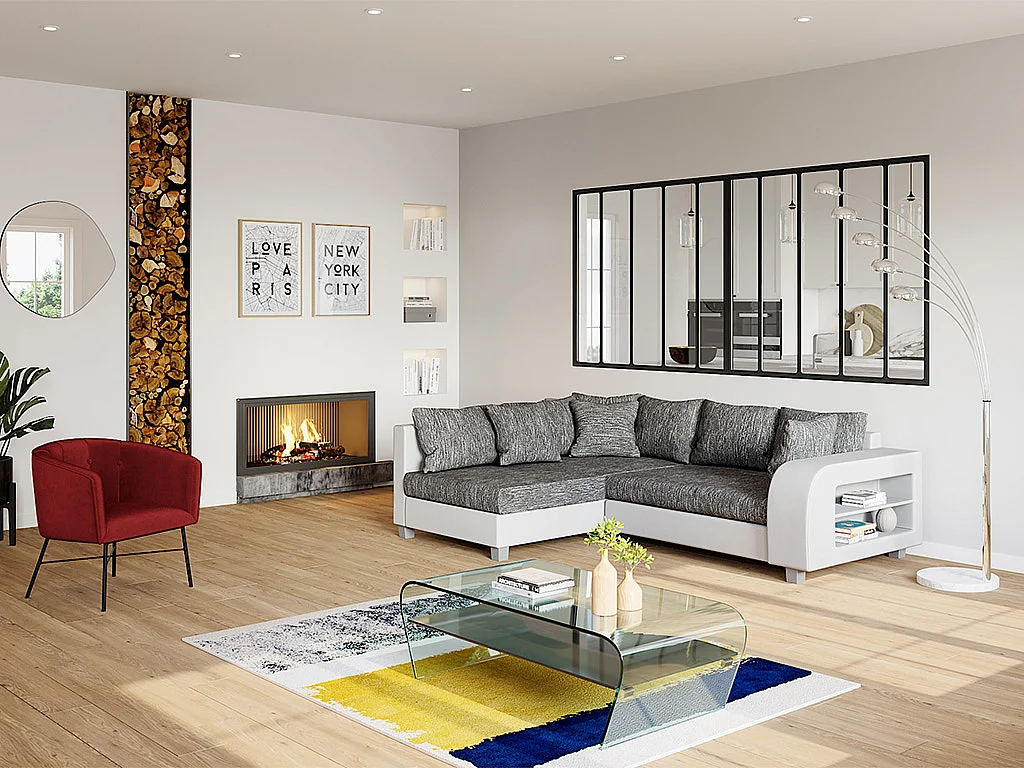 Table basse - Verre trempé - Tablette noire laquée - KELLY