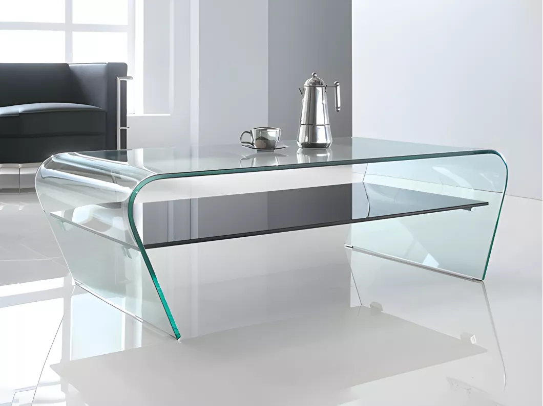 Kauf Unique Couchtisch mit Glas Design - Transparent & Schwarz - KELLY