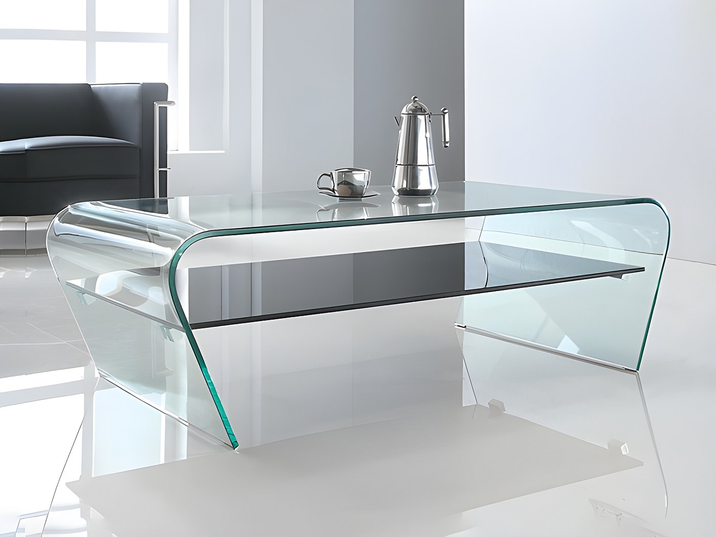Set woonkamer: Salontafel TV-meubel - Gehard glas - STILEOS