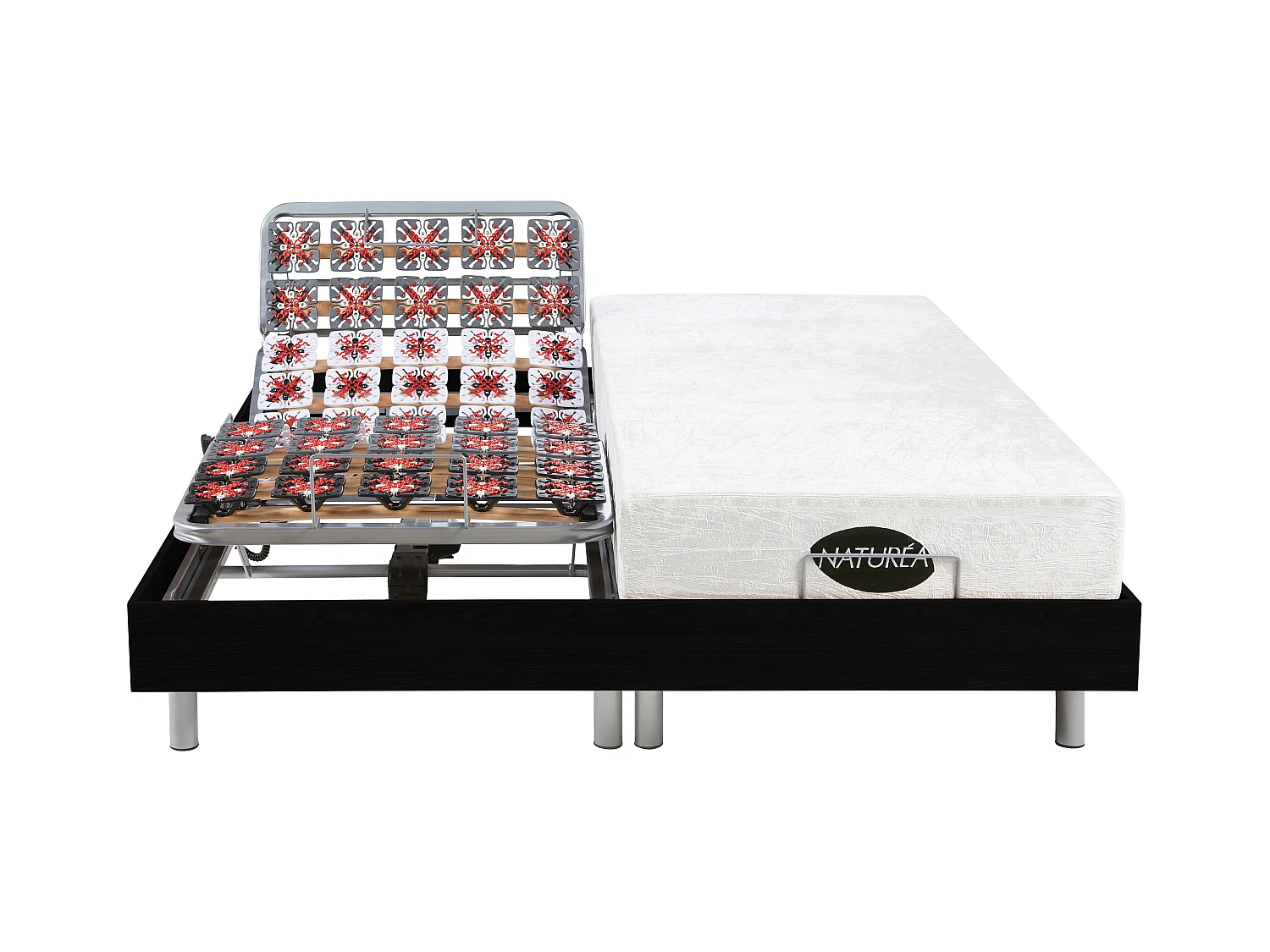Relaxbett elektrisch - Matratzen mit Memory Schaum & Bambus - LYSIS III von NATUREA - mit OKIN-Motor - 2 x 80 x 200 cm - Schwarz