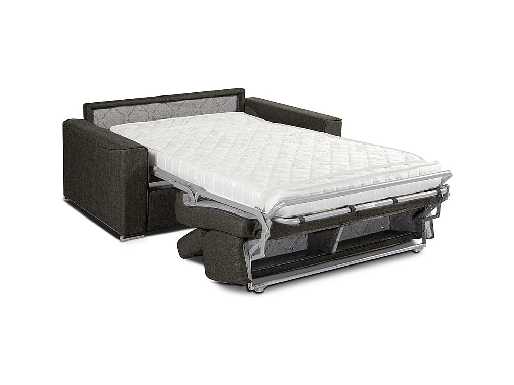 Canapé 3 places convertible express en tissu marron - Couchage 140 cm - Matelas 14 cm VIZIR
