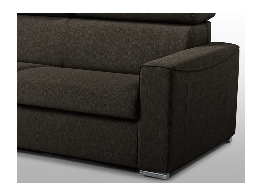 Canapé 3 places convertible express en tissu marron - Couchage 140 cm - Matelas 14 cm VIZIR